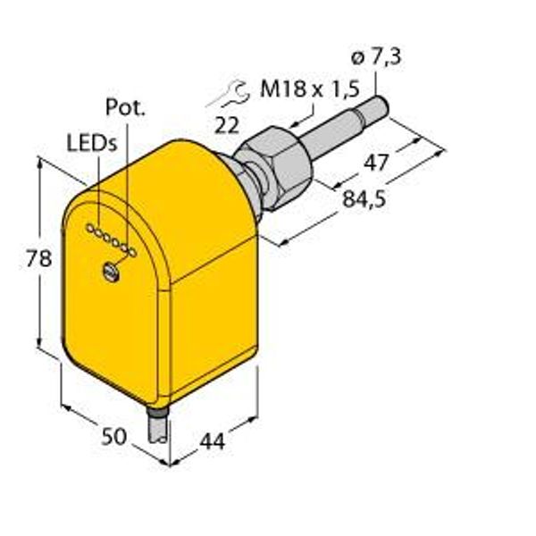 Freely Rotatable FCST Flow Sensor Monitoring of Flow Speed   FCST-A4P-VRX/230VAC image 1