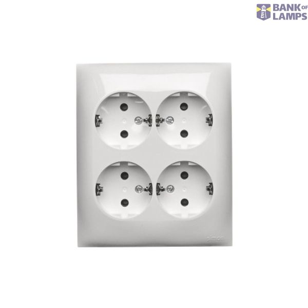 Quadruple socket outlet with SCHUKO earthing - IP20 version, 16A, Screw, white image 1
