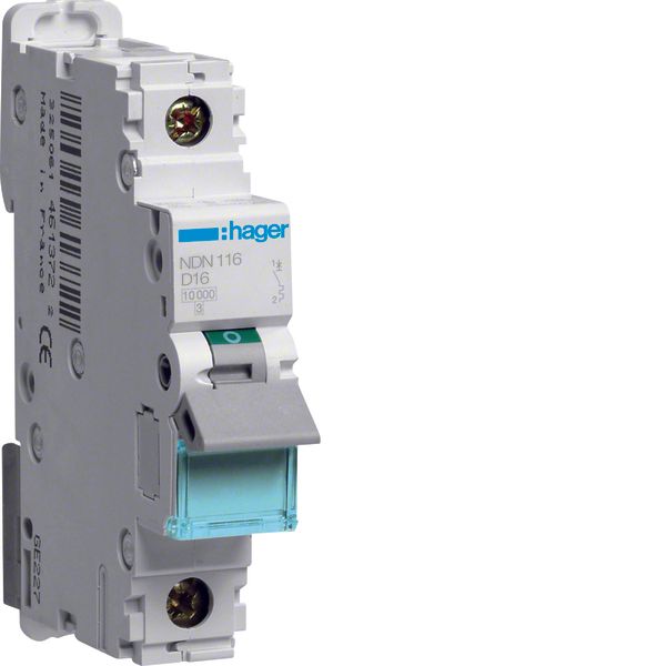 MCB 1P 10kA/15kA D-16A 1M image 1