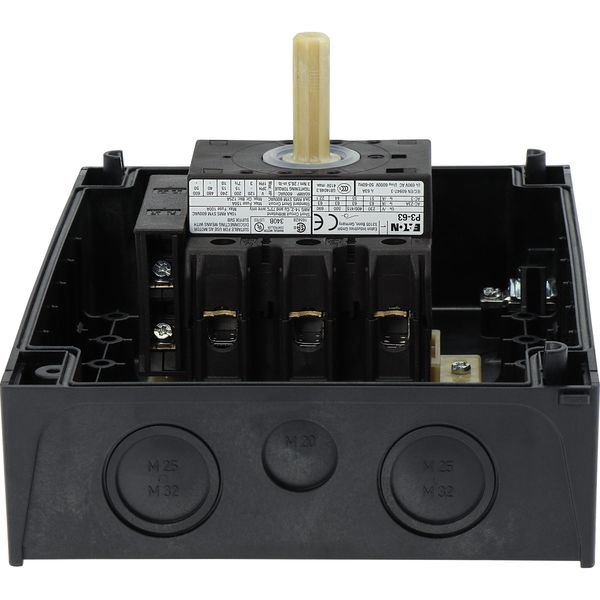 P3-63/I4/SVB/HI11 Main switch, P3, 63 A, surface mounting, 3 pole, 1 N/O, 1 N/C, Emergency switching off function, With red rotary handle and yellow locking ring, Locka image 18