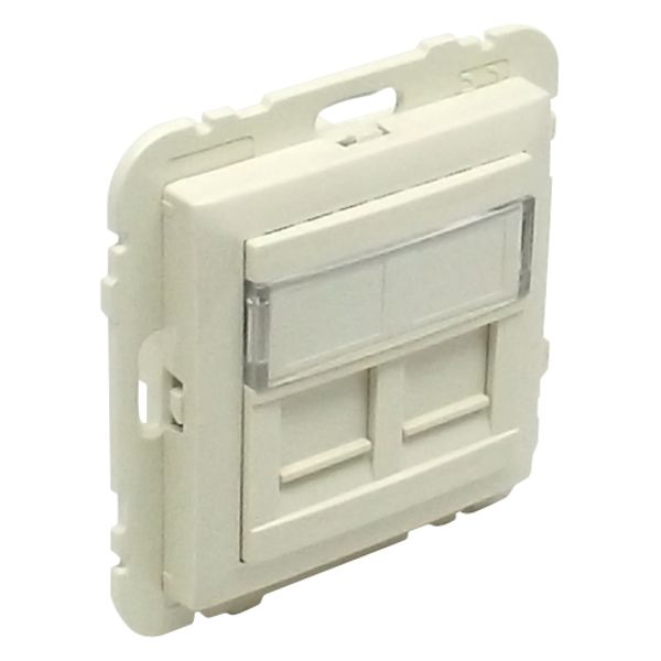 COV RING W/DOUB SUPPORT F/RJ45 CONNECT IVORY image 1