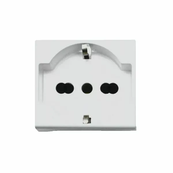 Combined schuko + italian standard socket outlet 2P+E  10/16A 250V with shutters - 2 modules image 1