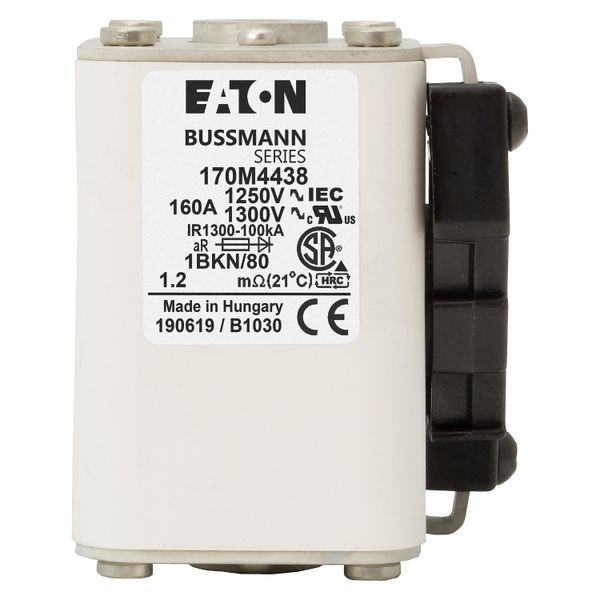 Fuse-link, high speed, 160 A, AC 1250 V, size 1, 53 x 69 x 80 mm, aR, IEC, UL, single indicator image 22