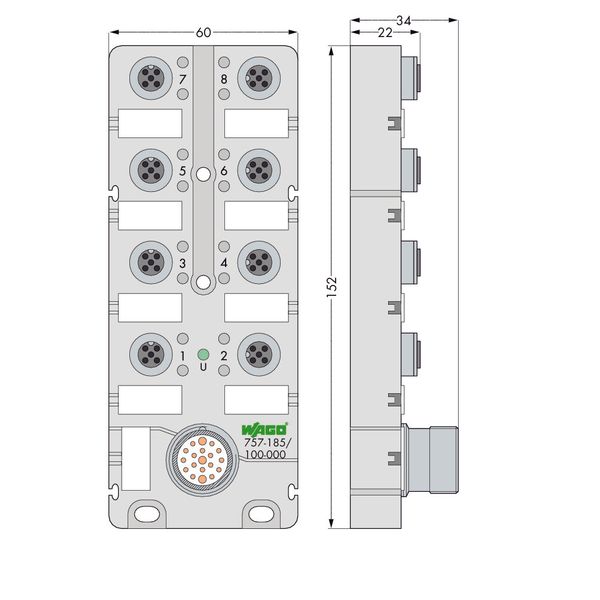 M12 sensor/actuator box 8-way 5-pole image 1