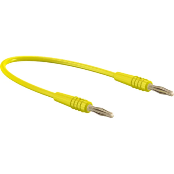 Measuring lead with (2 mm plug, spring-loaded, straight) to (2 mm plug, spring-loaded, straight), 150 mm, yellow, PVC, 0.5 mm², 28.0047-01524 image 1