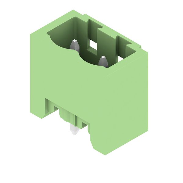 PCB plug-in connector, male header, closed side, THT solder connection, 5.08 mm, Number of poles: 2, 180°, Solder pin length (l): 3.2 mm, tinned, Pale green, Box image 4