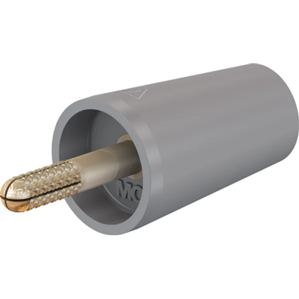 Screw-clamping adapter, 4 mm plug, spreadable to 4 mm socket, gray, CAT II, 24.0160-28 image 1