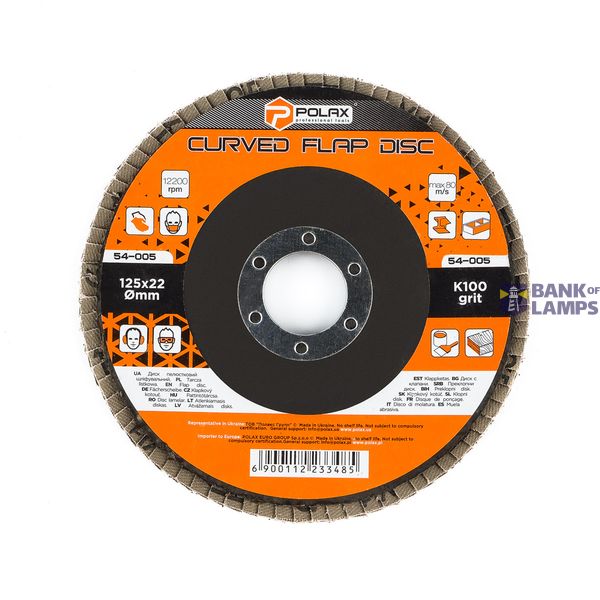 Curved Flap disc 125 * 22мм Abrasive grit K100 image 1
