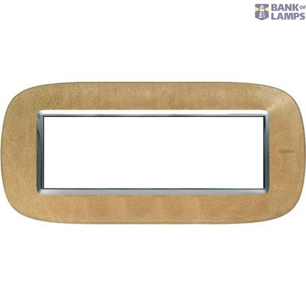 BTicino HB4806SLC Axolute - 6-module sand leather cover plate image 1
