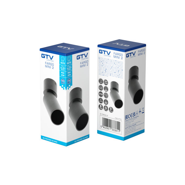 Ceiling luminaire FARGO MINI 2, GU10, 56x150mm, IP20, max. 20 W, round, black image 2