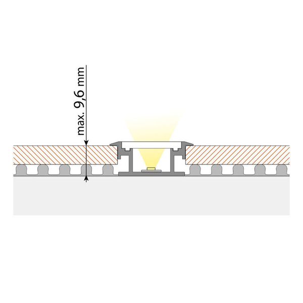 Step-on aluminum profile BR, 27x11 mm, White diffuser, complete, 2 m image 1