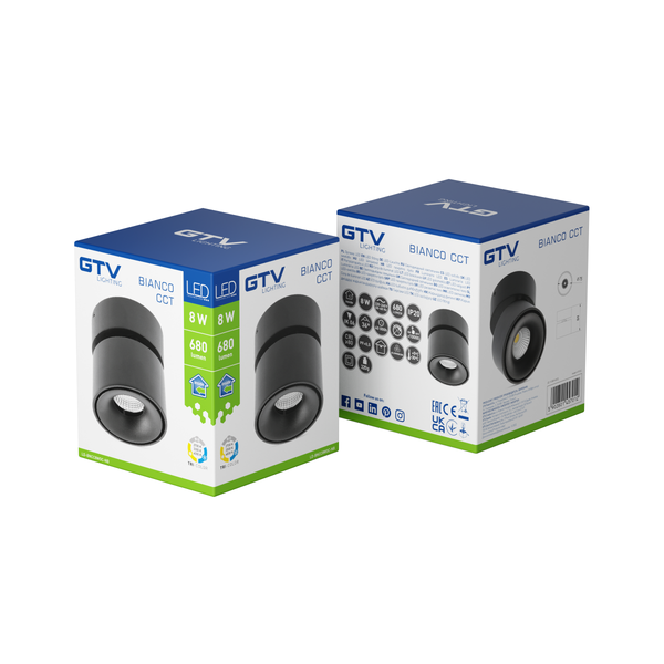 LED luminaire BIANCO CCT, 8 W, 680 lm, Ra≥80, IP20, 36°, 2700/3300/4000K, round, black image 3