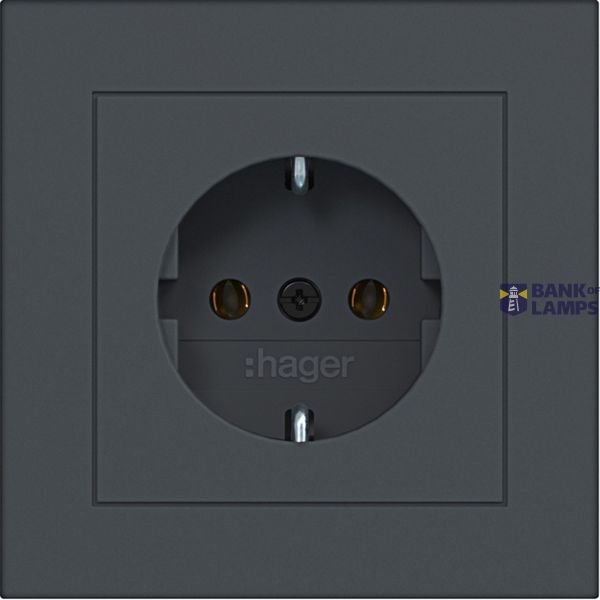 SCHUKO wall socket with cover plate, plug-in type, A.1, anthracite, matt image 1