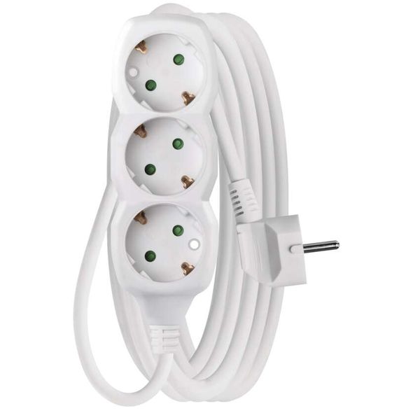 Extension Cord 5 m / 3 sockets / white / PVC / 1.5 mm2 image 1