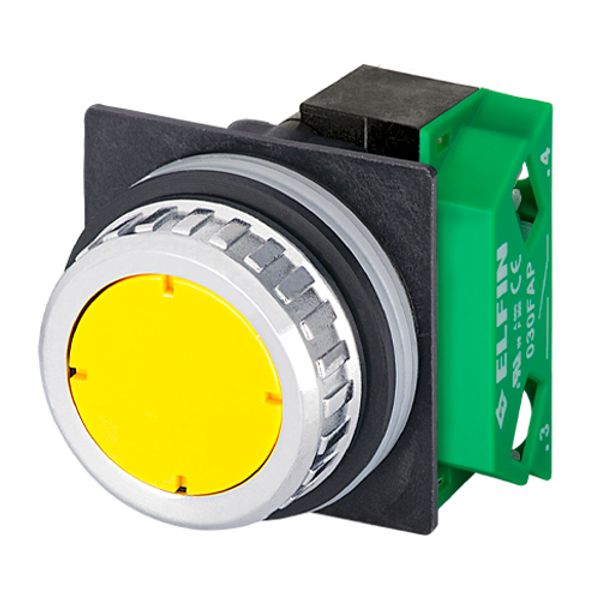 Push-button with guard, yellow, N.O. image 1