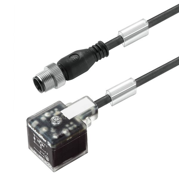 Valve cable (assembled), Straight plug - valve plug, Design A (18 mm), M12 = A-coded, Cable length: 1.5 m, PUR image 1