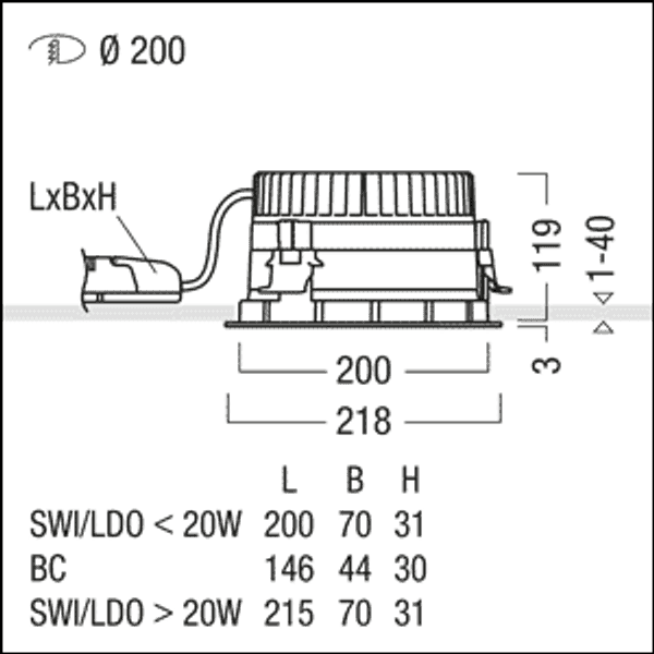 P-EVO R200H 3500-830 SWI AL WH - LED ceiling-recessed luminaire image 3