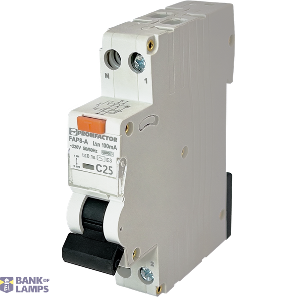 Residual current circuit breaker with over-current protection FAP8-A "С" 25А/0,1A 1P+N 6кА image 1