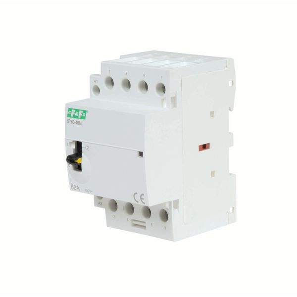 Modular contactor with manual control, rail mounting, 4NO contacts, 63A 3 modules 4NO contacts; ST63-40-M image 1