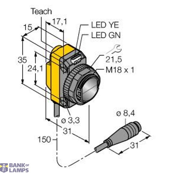 Photoelectric Sensor Convergent Mode Sensor   QS18EN6CV15Q image 2