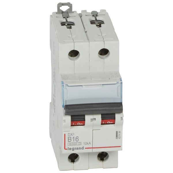 DX³6000 10kA high inlet and low outlet 2P screw circuit breaker 230V~ to 400V~ - 16A - curve B - 2 modules image 1