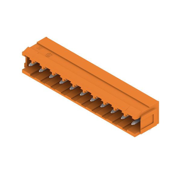 PCB plug-in connector, male header, Dovetails for fixing blocks, THT solder connection, 5.08 mm, Number of poles: 11, 90°, Solder pin length (l): 3.2 mm, tinned, orange, Box image 2