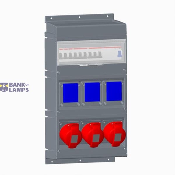 Modular Combi Plastic, 3x3P+N+E IEC, 3x10/16A Schuko(MCB 203-C16, RCD F204 A-40/0,03), 250x560x160, IP44 image 1