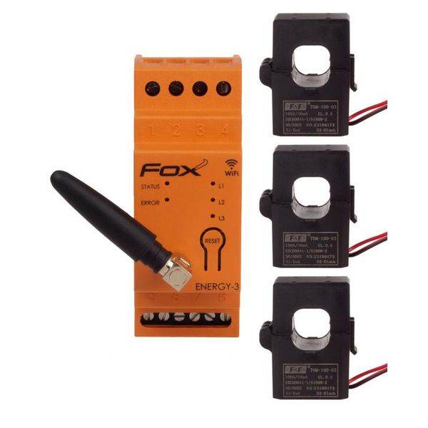 Wi-Fi energy consumption monitor-meter, 3 phase - ENERGY 3; WI-MEF-3-100 image 2