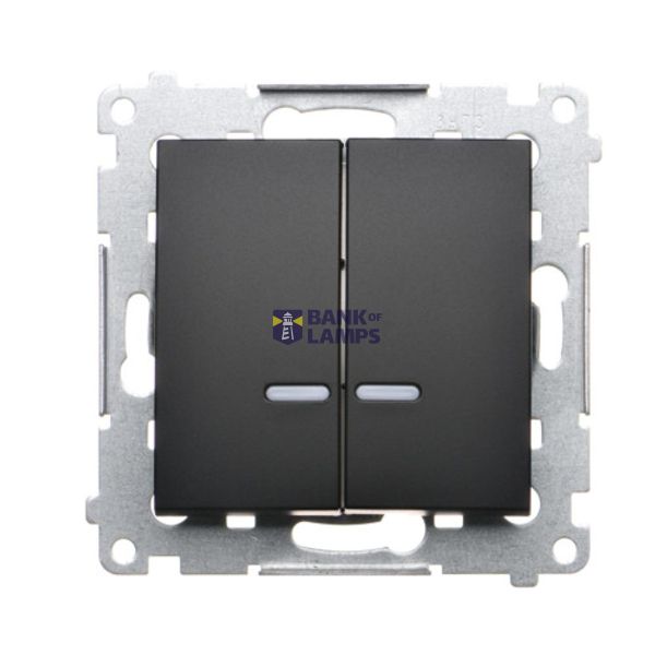 IP two-circuit switch, LED illuminated, (module), 16AX, Screw, black matt image 1