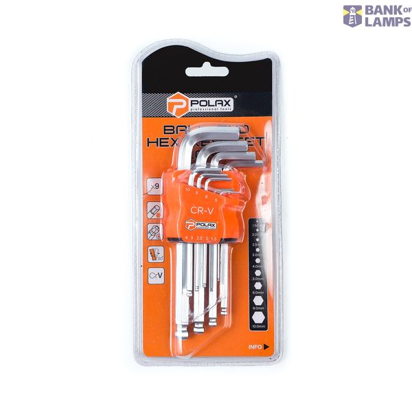 9pcs Ball end hex key set long,  9pcs.,1.5-10мм (1,5 mm, 2,0 mm, 2,5 mm, 3 mm, 4 mm, 5 mm, 6 mm, 8 mm, 10 mm) image 2