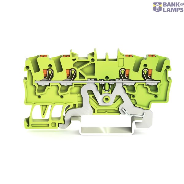 4-conductor ground terminal block with push-button 1.5 mm² green-yello image 1