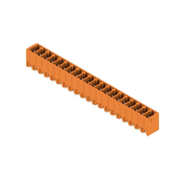PCB plug-in connector, male header, closed side, THT solder connection, 3.81 mm, Number of poles: 20, 180°, Solder pin length (l): 3.2 mm, tinned, orange, Box image 4