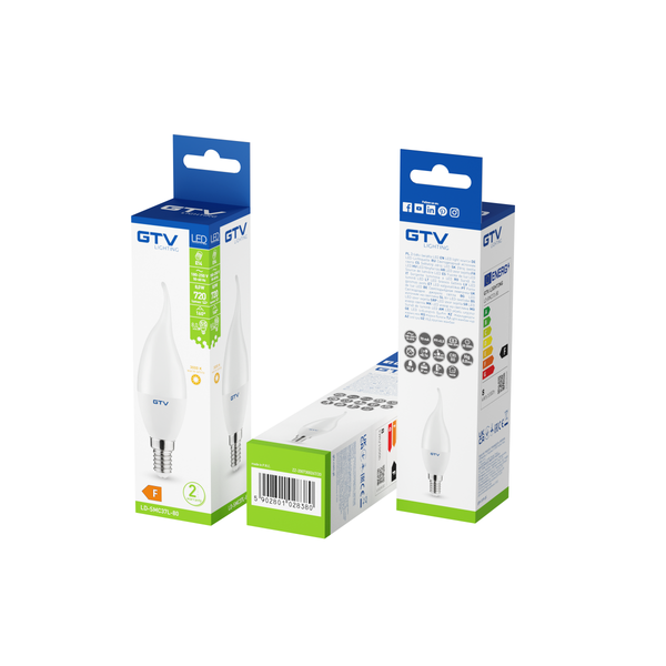 LED Bulb E14, C37L, 8 W, 720 lm, 3000K, AC180-250V, 160° image 3