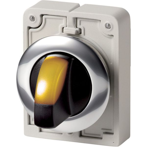 M30C-FWLK3-Y Illuminated selector switch actuator, RMQ-Titan, With thumb-grip, momentary, 3 positions, yellow, Metal bezel image 4