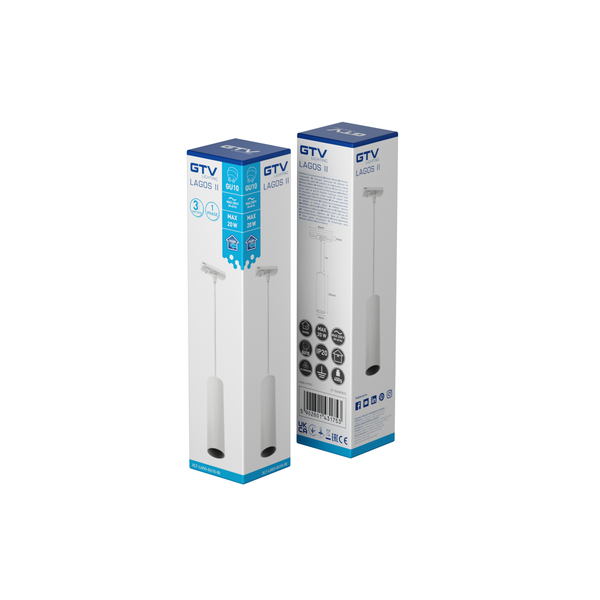 Track luminaire 1-phase LAGOS II, GU10 Bulb, max. 20 W, AC220-240V, IP20, white image 2