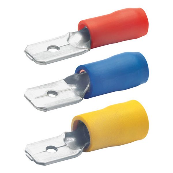 Faston plug, 6.3 x 0.8 mm, L 22 mm, insulated, straight, red, 0.5-1.0 mm², AWG 20-17, 820 image 1