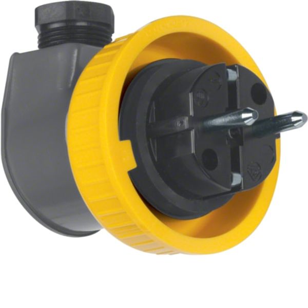 Angle plug 230V SCHUKO with cover nut, ISO-Panzer IP66, dark. grey/yellow image 1