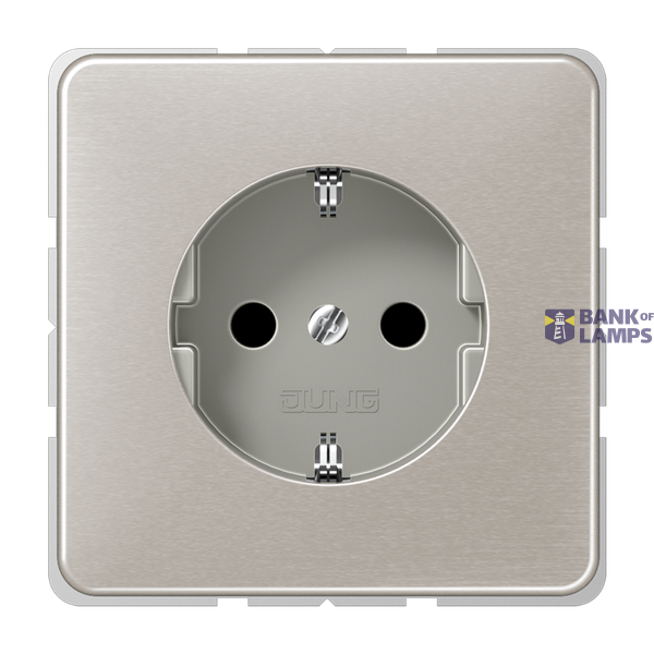 SCHUKO socket, 16 A 250 V ~, screw terminals, anodized aluminum, CD series, platinum image 1