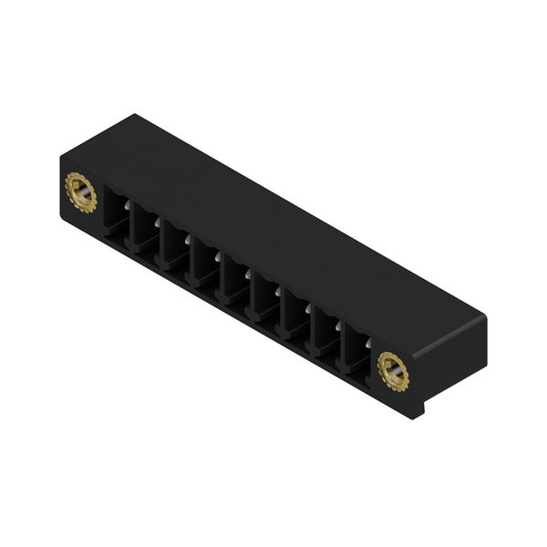 PCB plug-in connector, male header, Flange, THT/THR solder connection, 3.81 mm, Number of poles: 9, 270°, Solder pin length (l): 1.5 mm, tinned, black, Box image 4