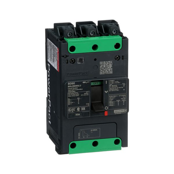 MCCB 600Y/347V 90A 3P 14KA EVERLINK image 1