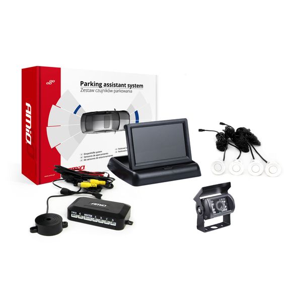Parking assistant system TFT02 4,3" with HD-501-IR 4 sensors white image 1