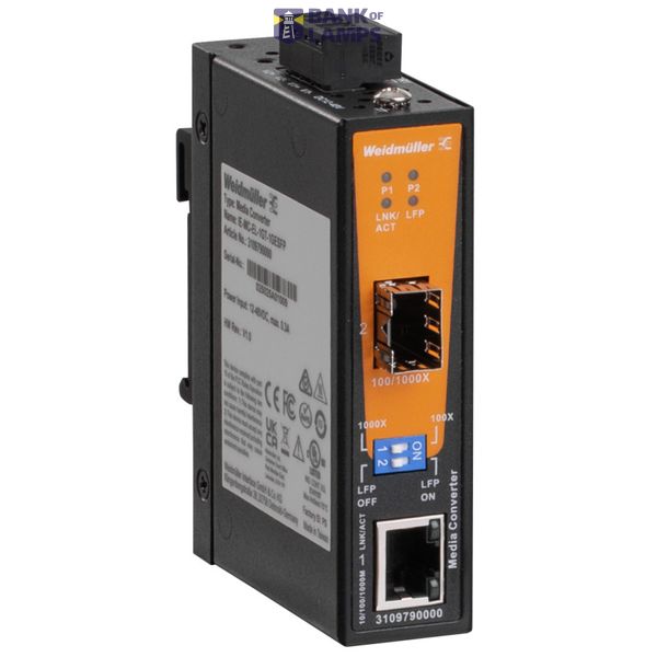 Media converter (RJ45 / FO), IP30 image 1