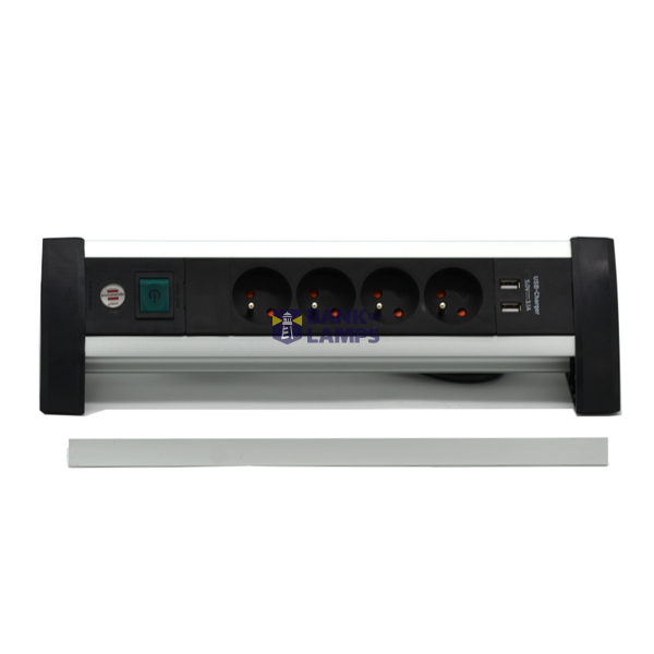 Alu-Office-Line Extension Lead with USB-charger 4-way 1.8m H05VV-F 3G1.5 *FR/BE* image 1