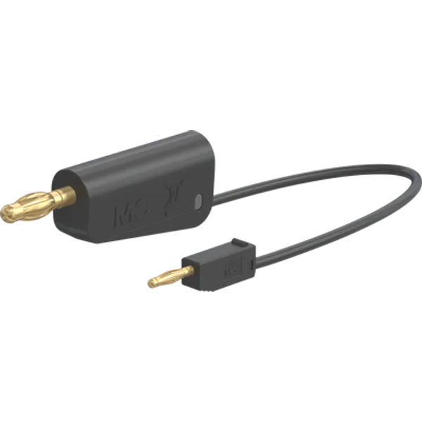 Measuring lead with (2 mm lamella plug, straight) to (4 mm lamella plug, straight), 0.15 m, black, PVC, 0.5 mm², 64.1060-01521 image 1