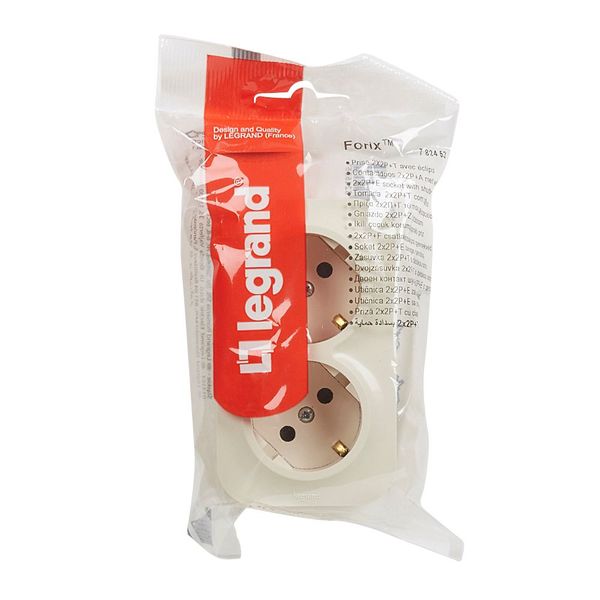 2X2P+E SCHUKO SOCKET WITH SHUTTERS IVORY image 1