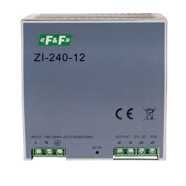 industrial switching power supply, input voltage 180Ã·264V AC, P=240W, output voltage 12V DC image 2