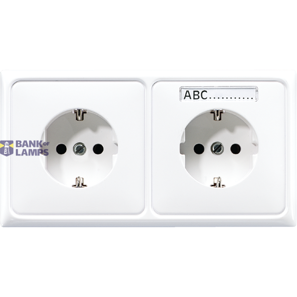 Kabelkanal-SCHUKO® Steckdose, 2fach, 16 A 250 V ~, mit Schriftfeld, Thermoplast, Serie CD, alpinweiß image 1