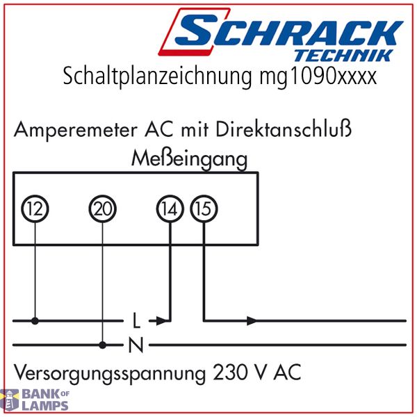 Modular ammeter, 20A-AC, direct, digital image 2