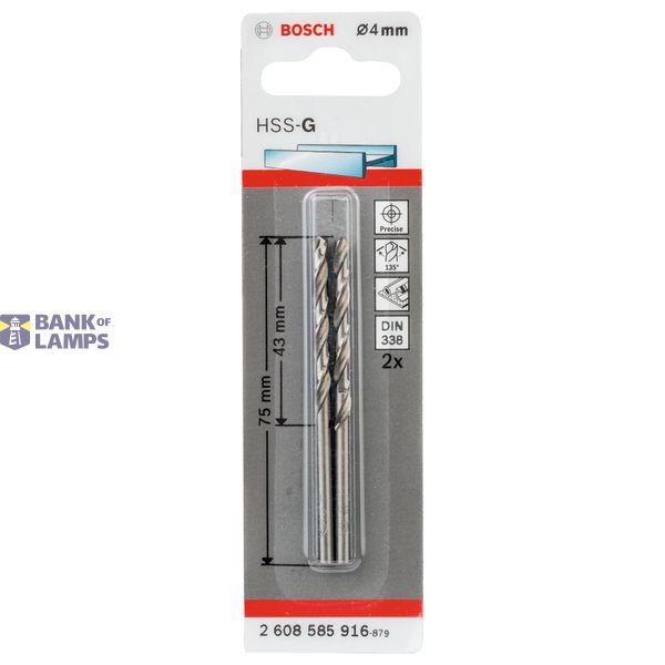 Metal drill bits HSS-G, DIN 338 4 x 43 x 75 mm 2 pcs. image 2