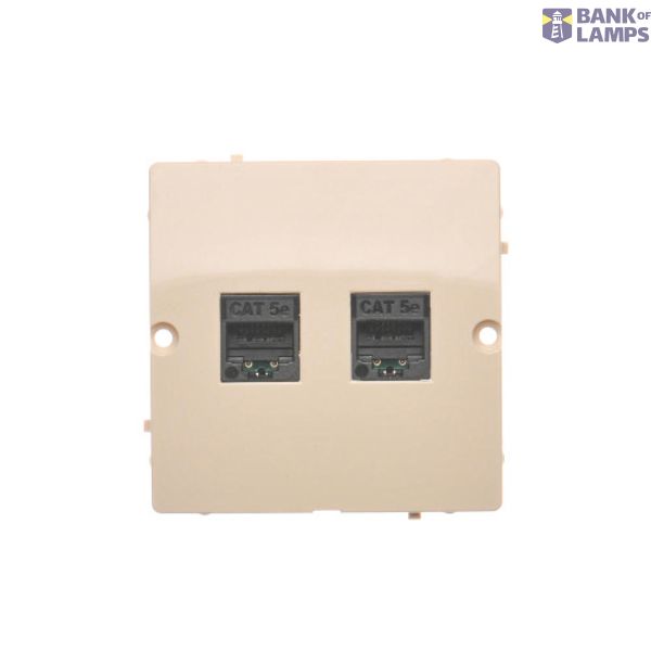 Double IT socket RJ45, category 5e, (module), beige image 1